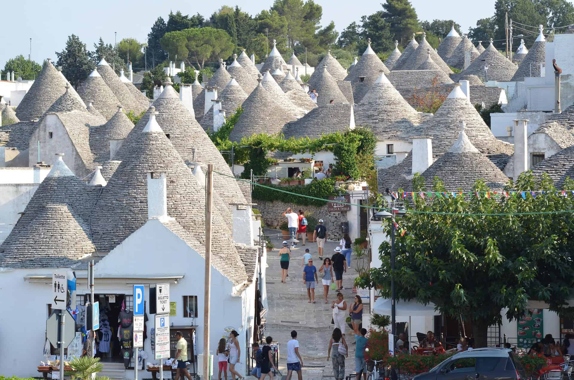 Alberobello Trulli stone houses and traditional conical roof village in Puglia Italy UNESCO World Heritage site