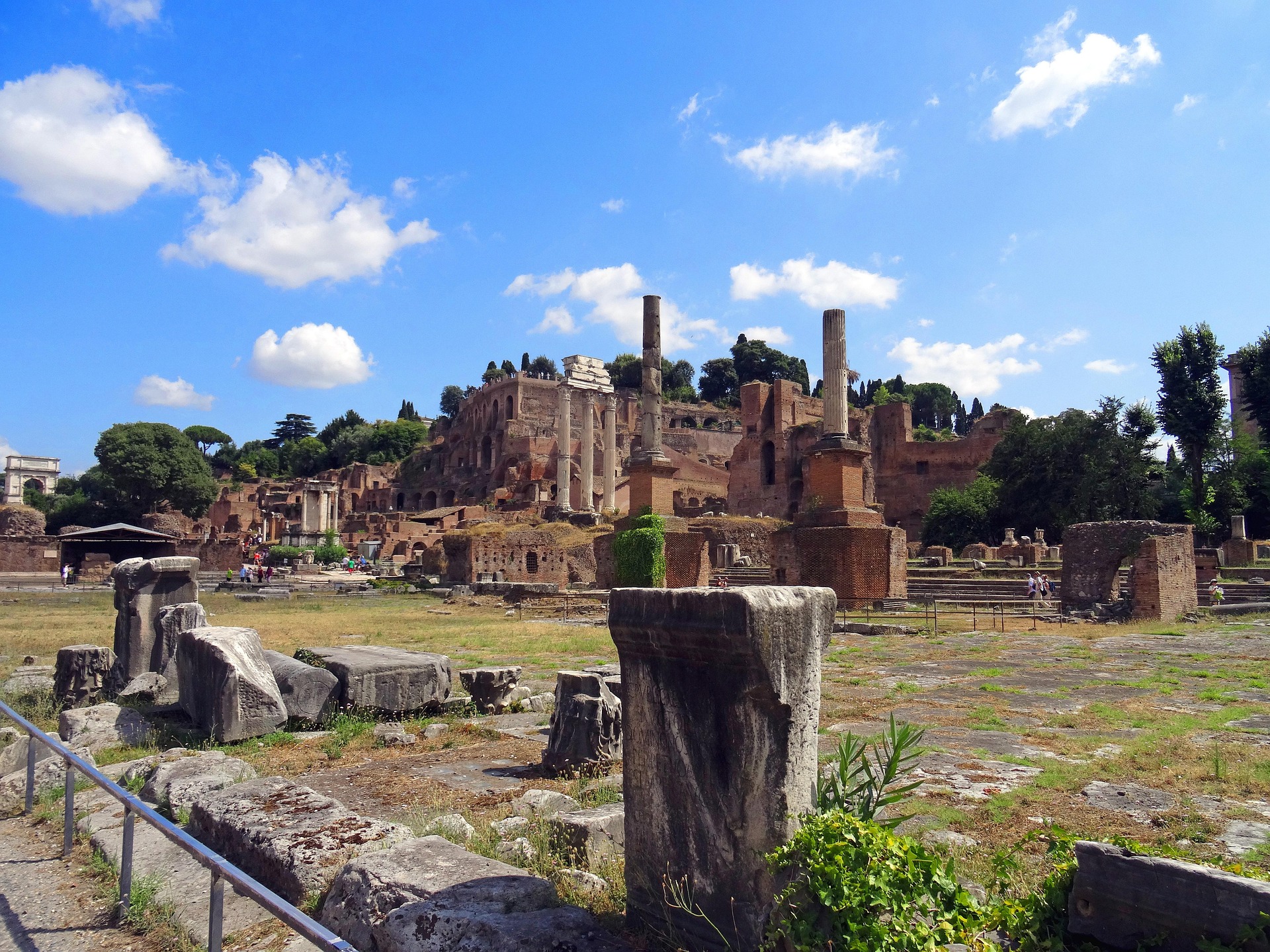 Palatine Hill Rome ruins with ancient imperial structures and Roman Forum view