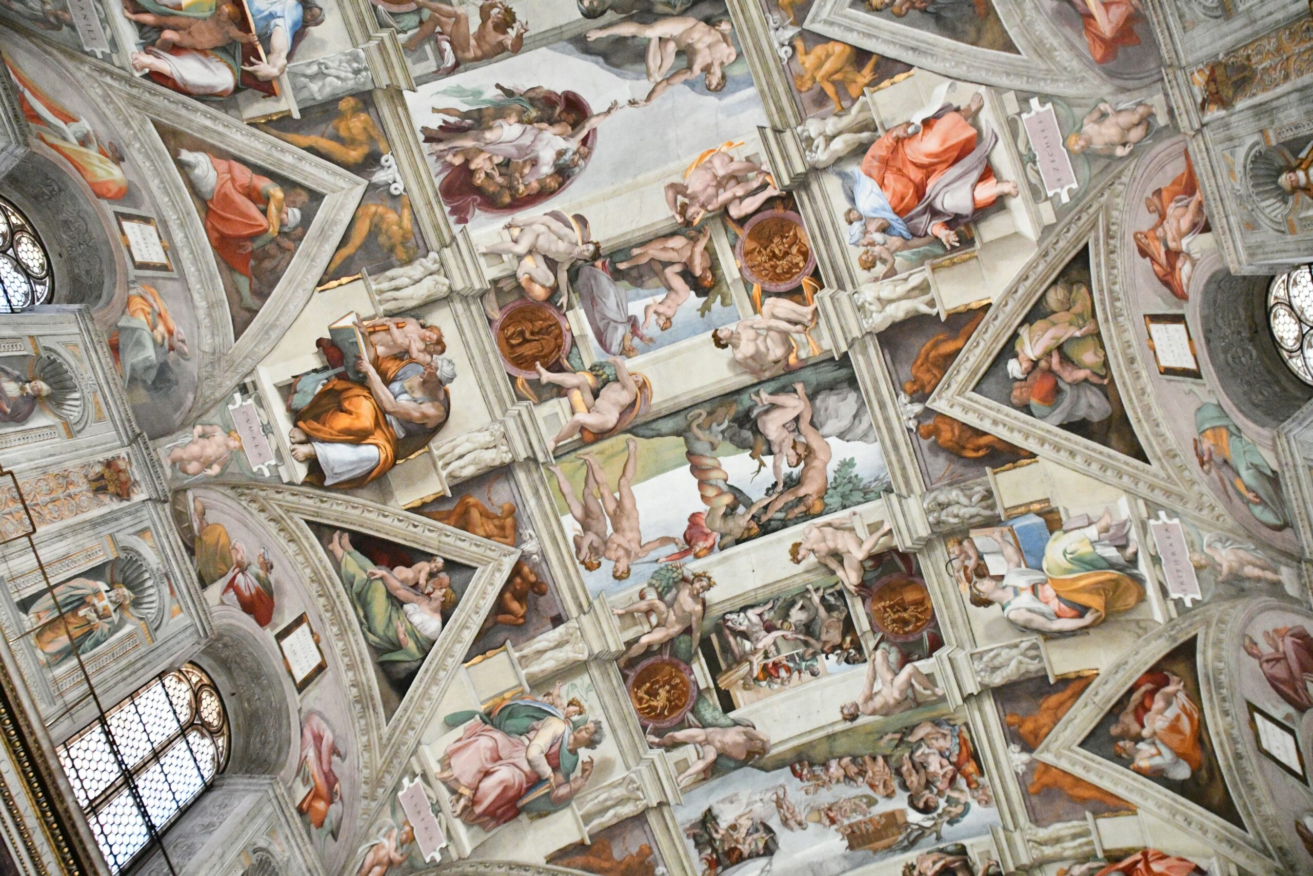 Sistine Chapel ceiling fresco by Michelangelo Vatican City Rome Creation of Adam painting interior
