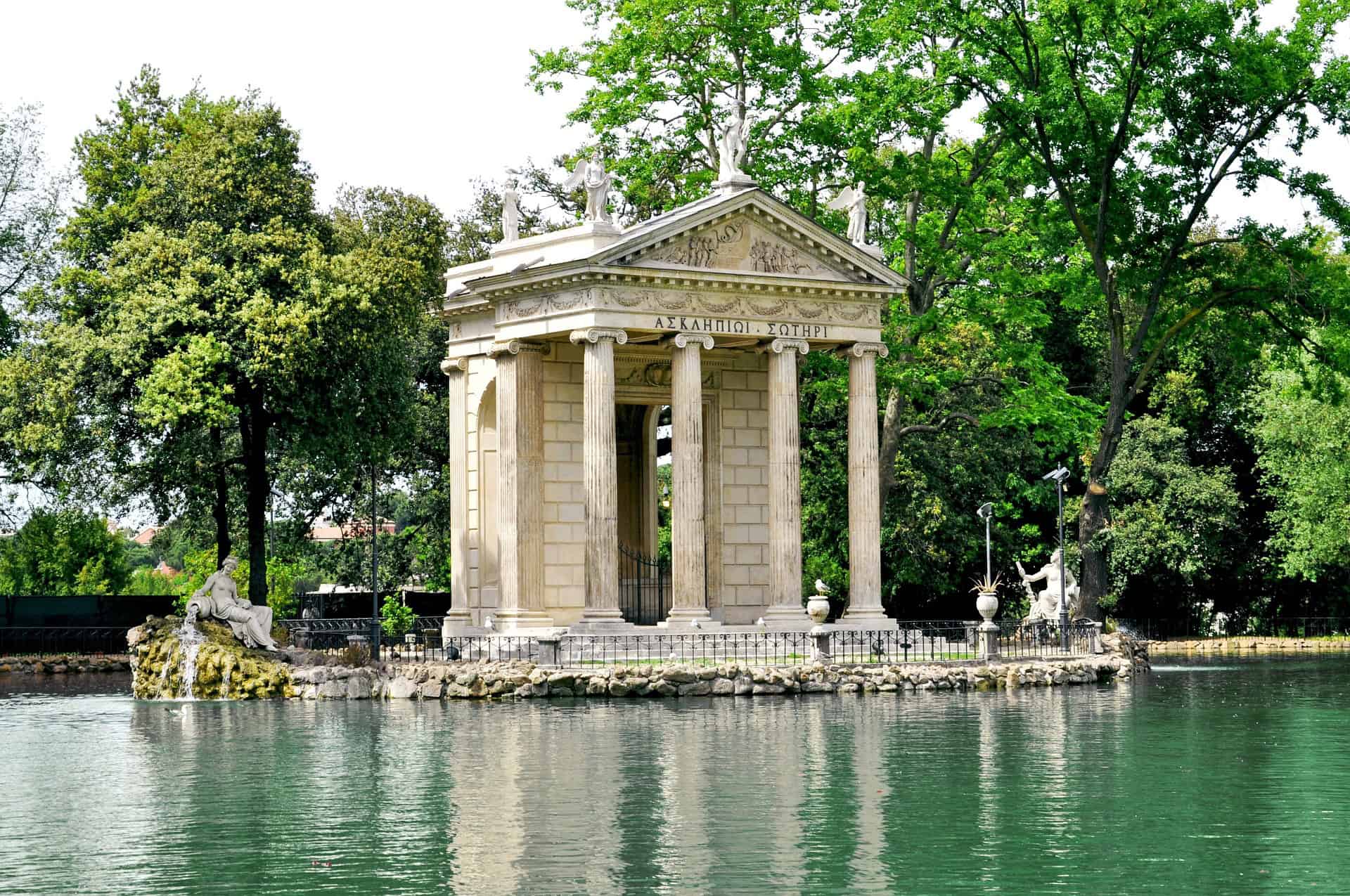 Borghese Gallery Rome Villa Borghese temple lake scenic view