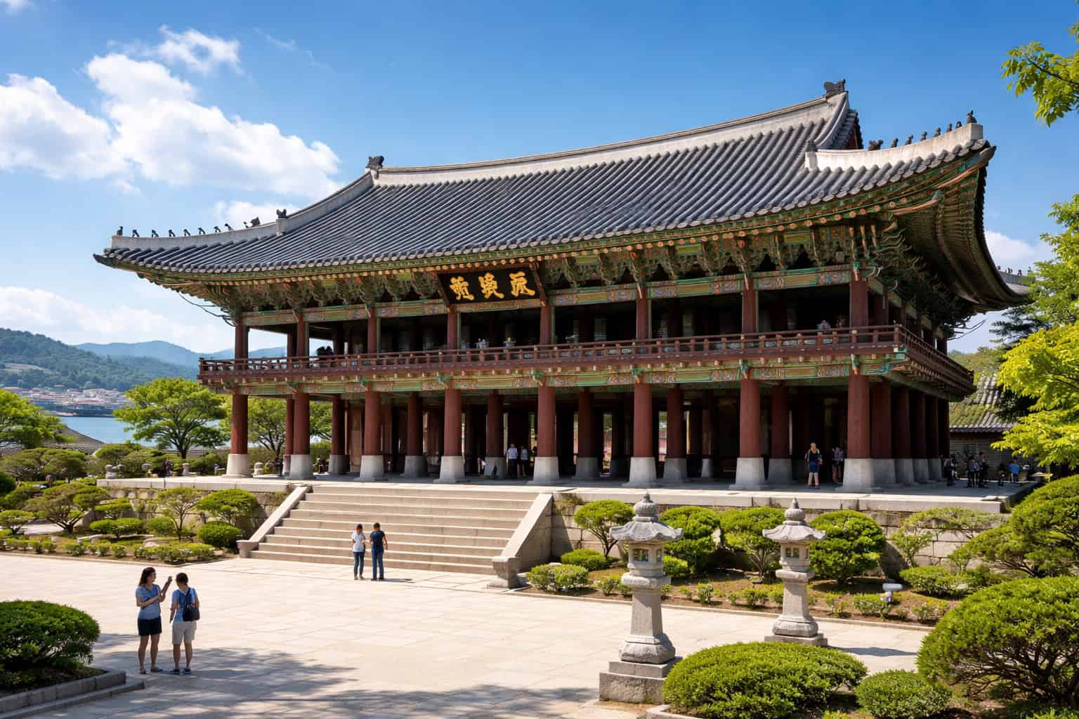 Jinnamgwan Hall Yeosu traditional Korean wooden architecture with dancheong roof
