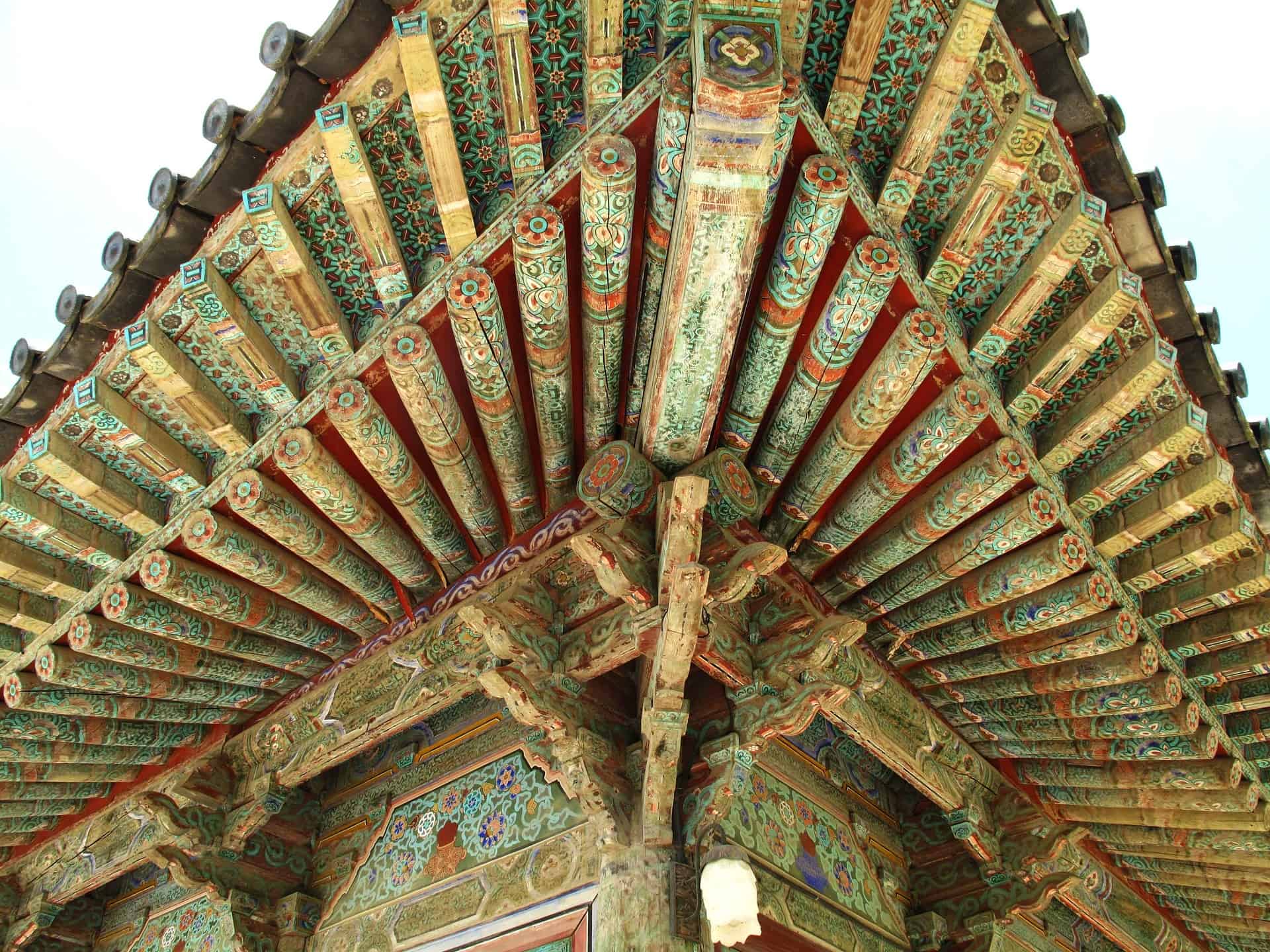 Ssanggyesa Temple in Hadong dancheong wooden roof detail under Jirisan Korea