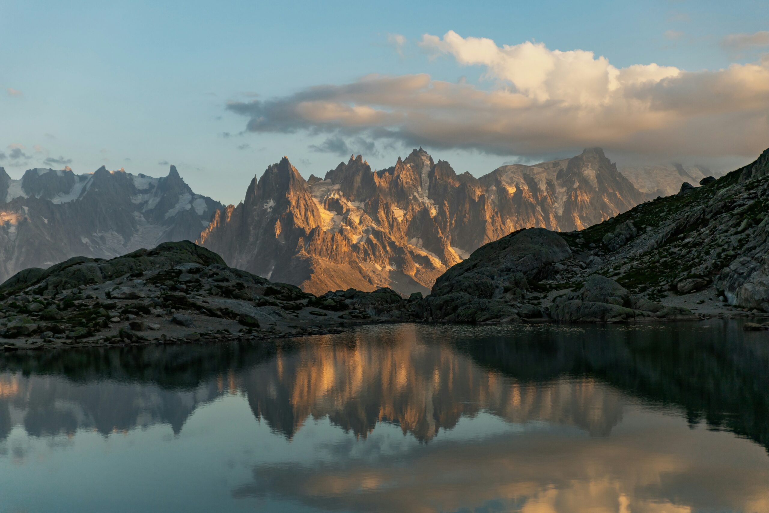 Pamir Mountains landscape in Tajikistan with alpine lake reflection