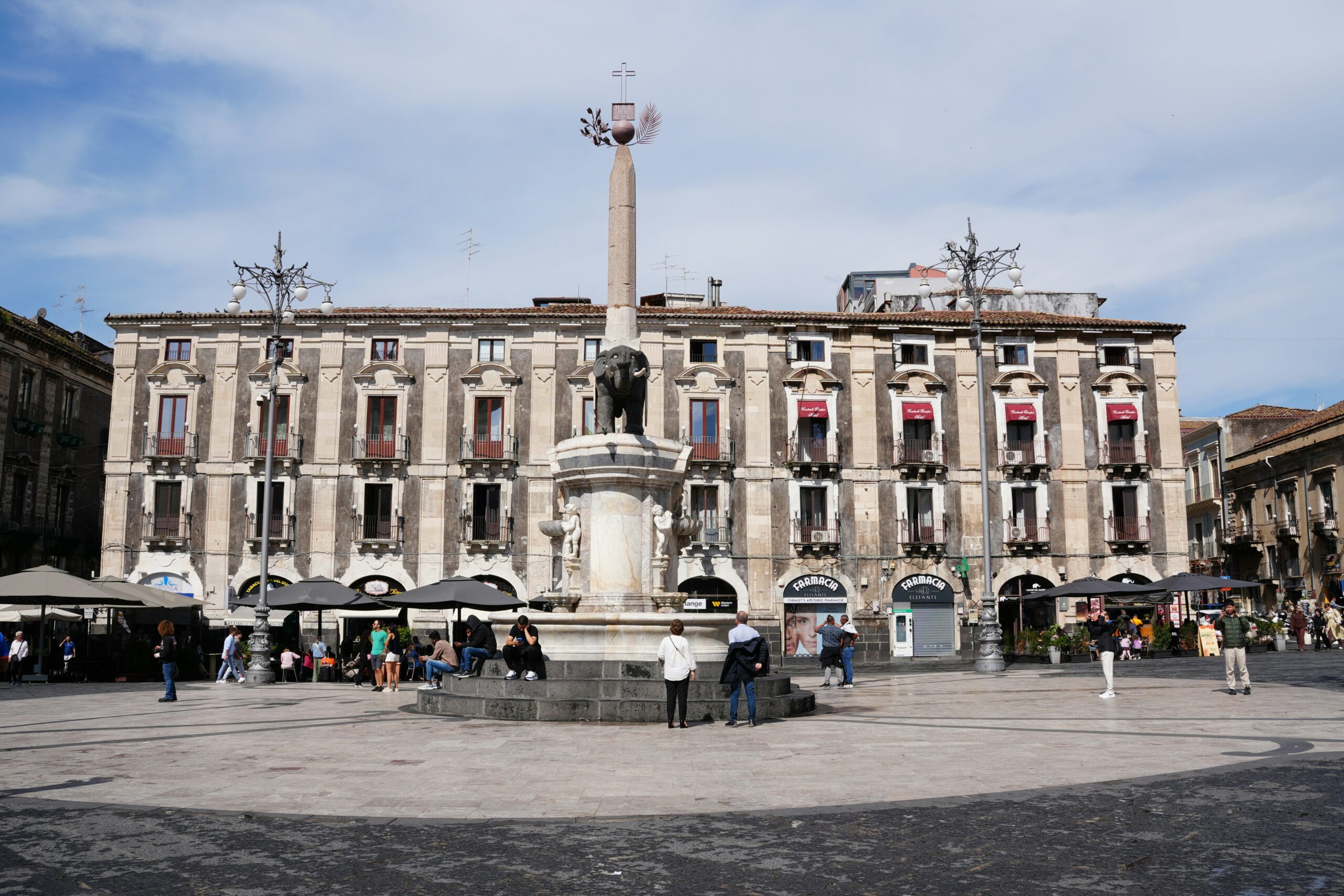 Catania Piazza Duomo square with Elephant Fountain Sicily Italy