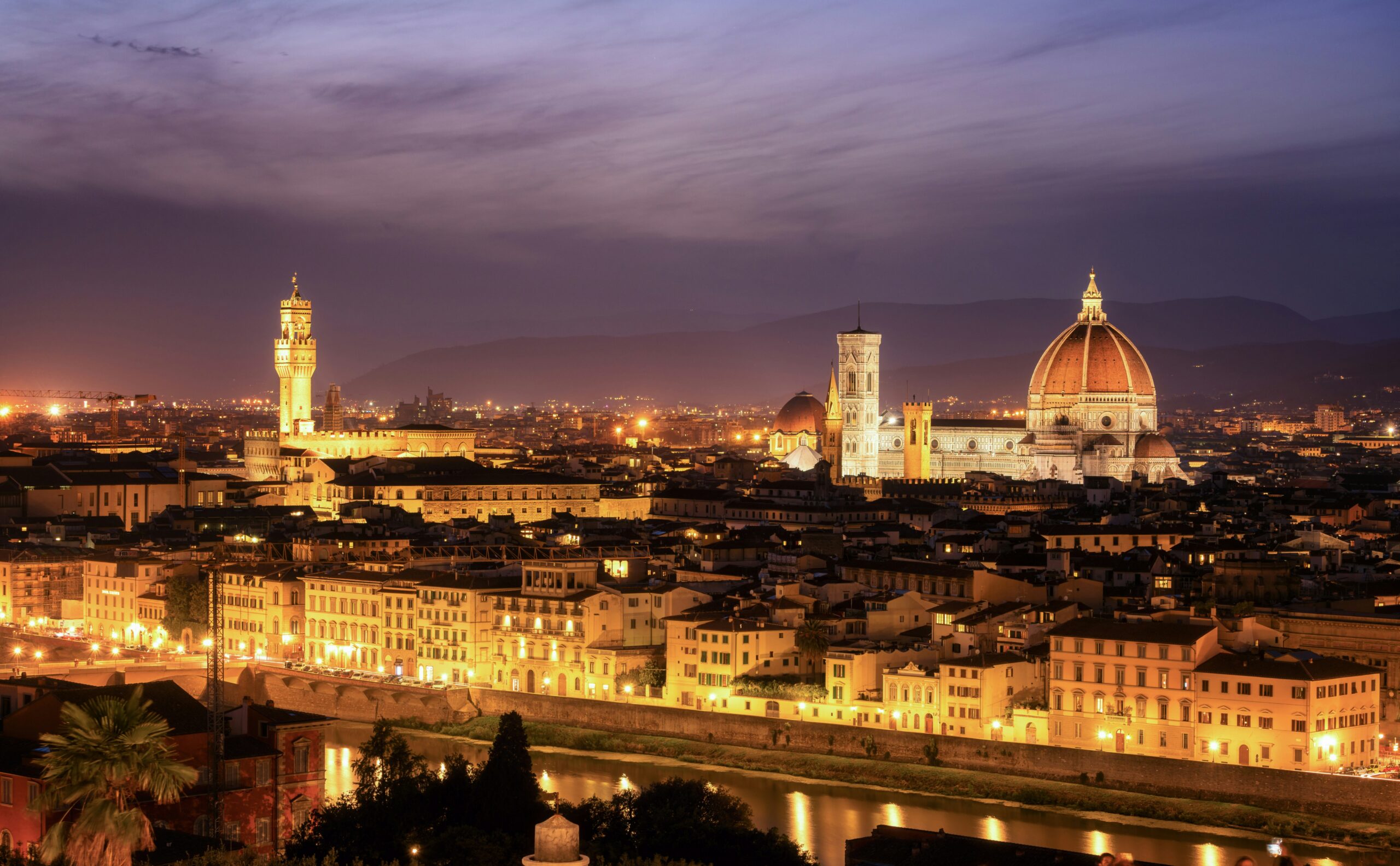 Florence skyline at sunset with Florence Cathedral Duomo Italy cityscape