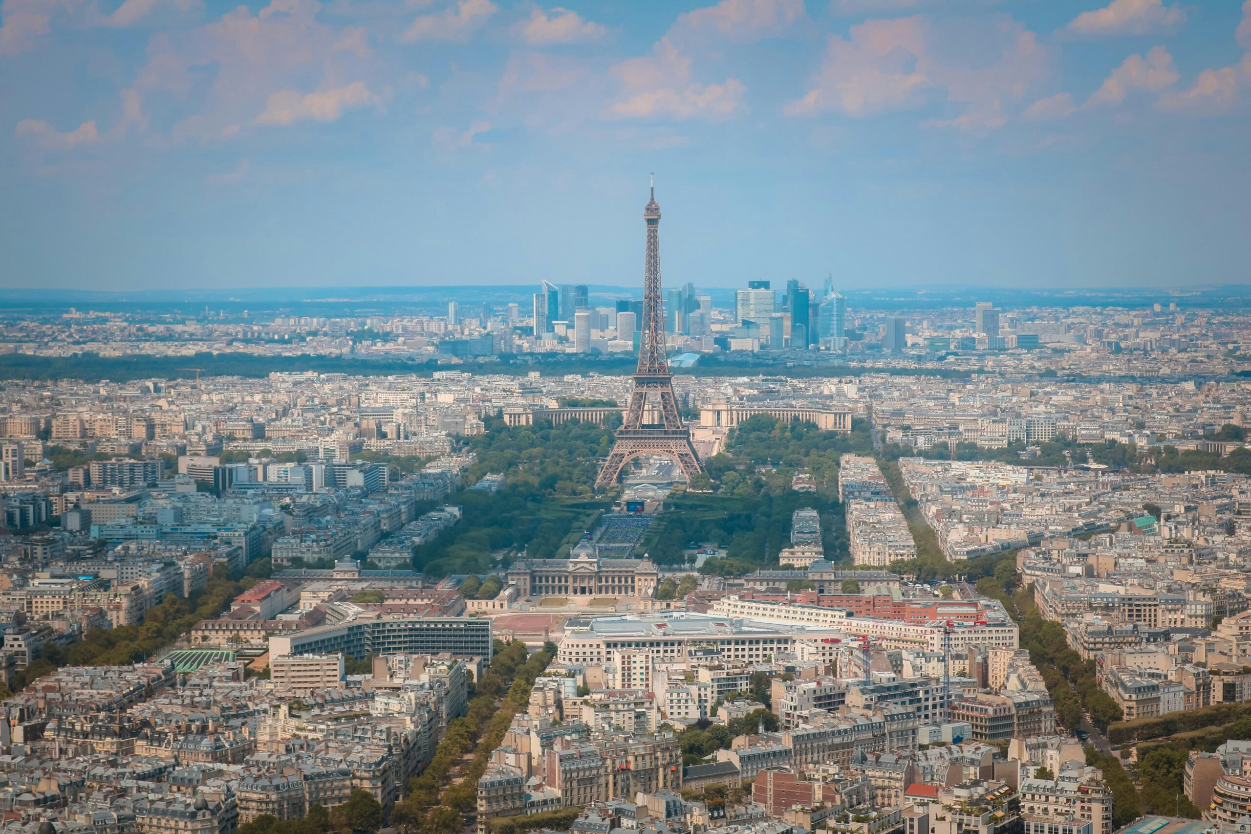 Paris skyline view from Montparnasse Tower with Eiffel Tower