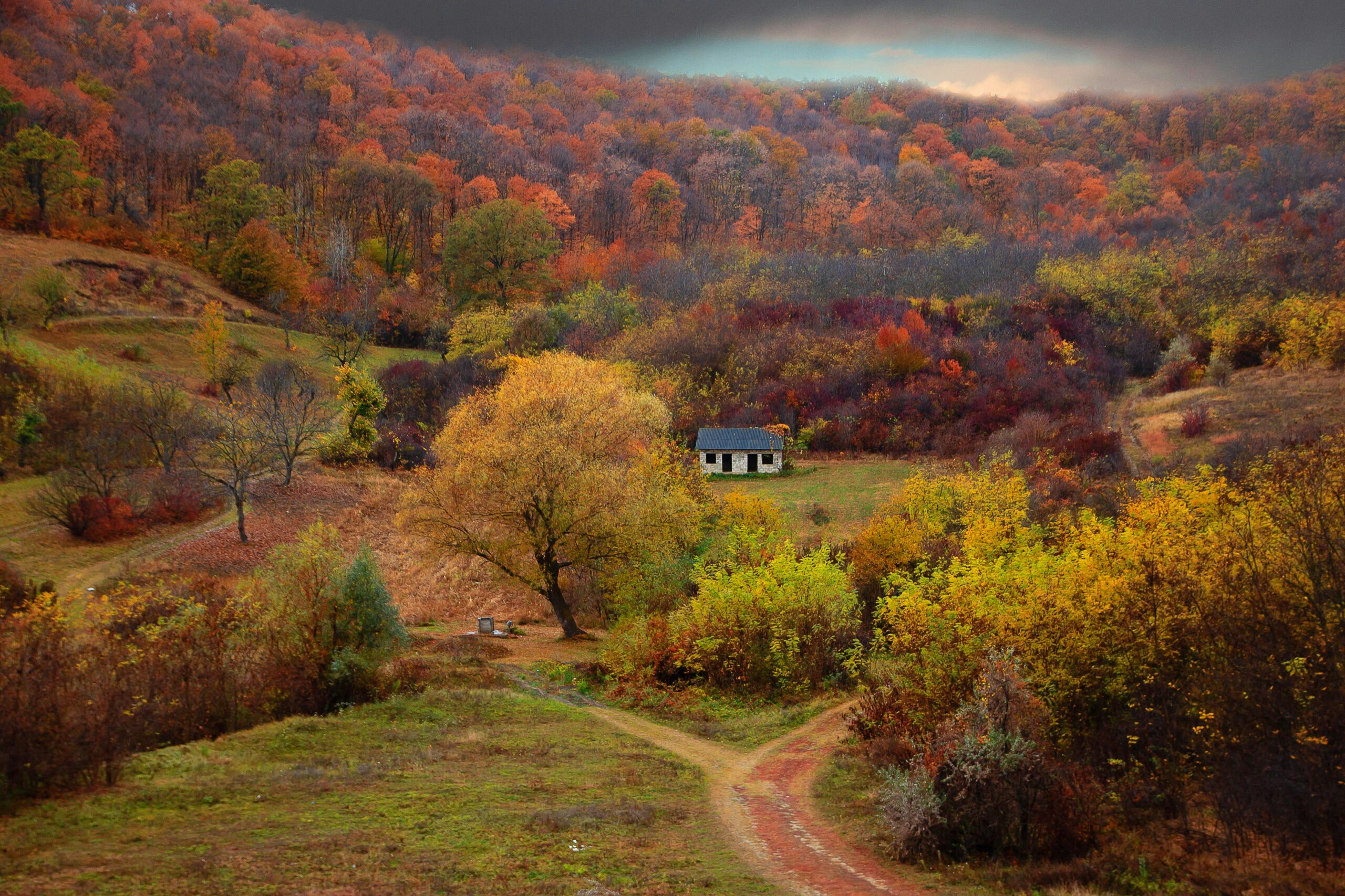 Moldova countryside landscape near Chisinau with autumn scenery