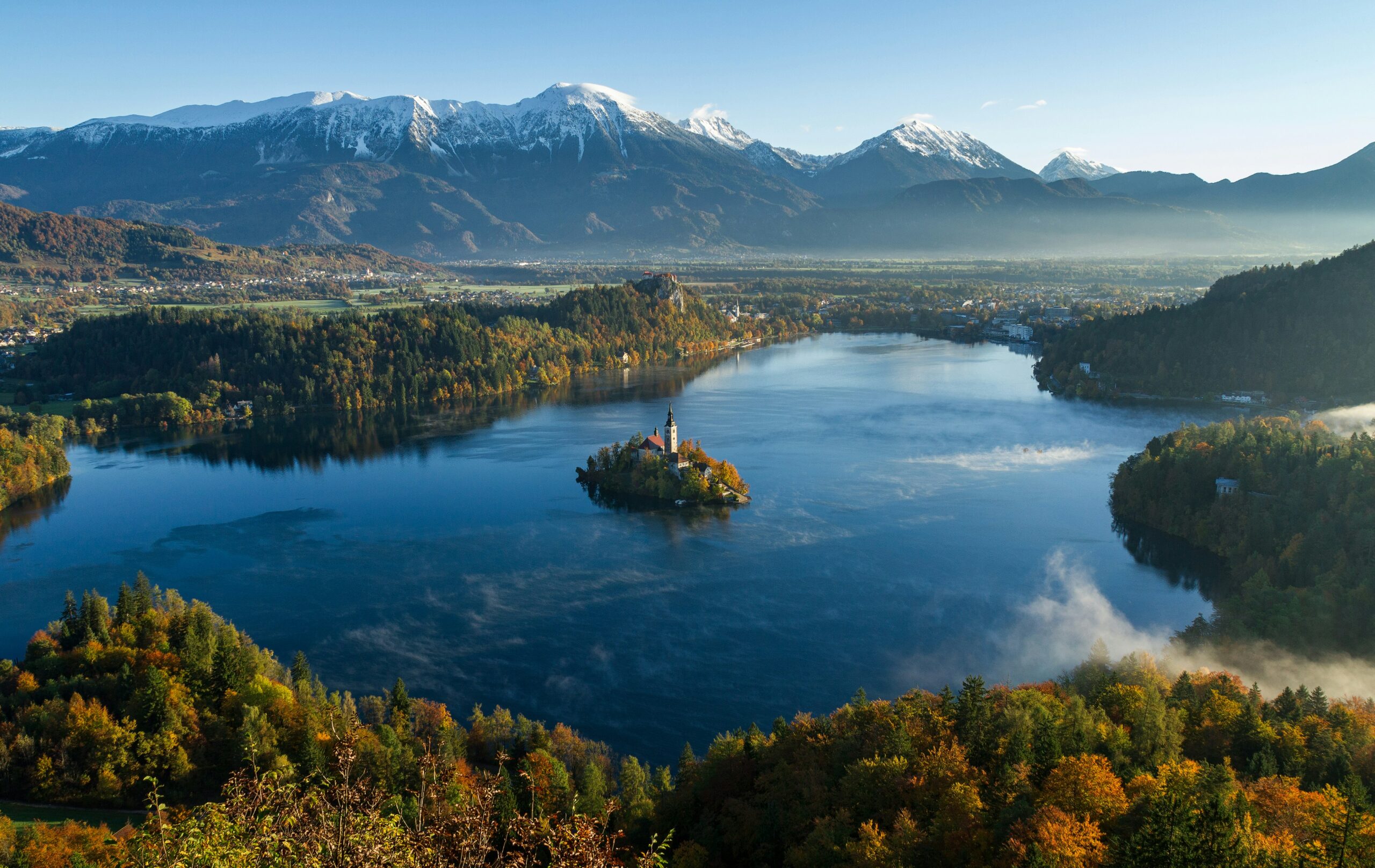 Slovenia visa travel landscape with lake mountains and scenic nature view