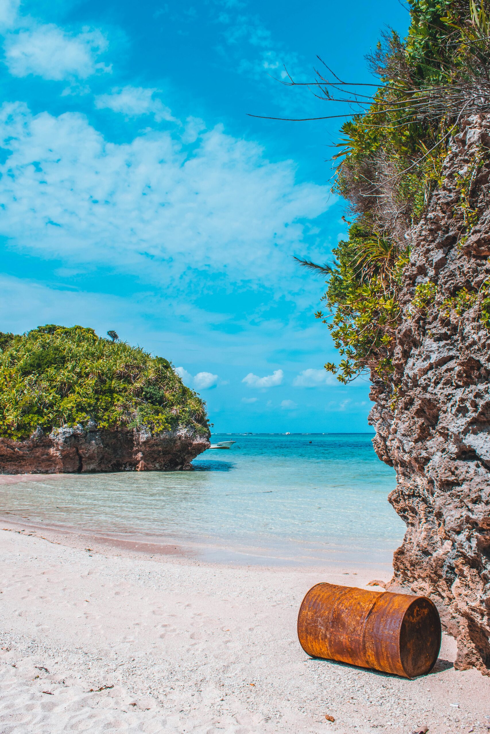 Kabira Bay beach with turquoise water and rocky cliffs Ishigaki Island Okinawa