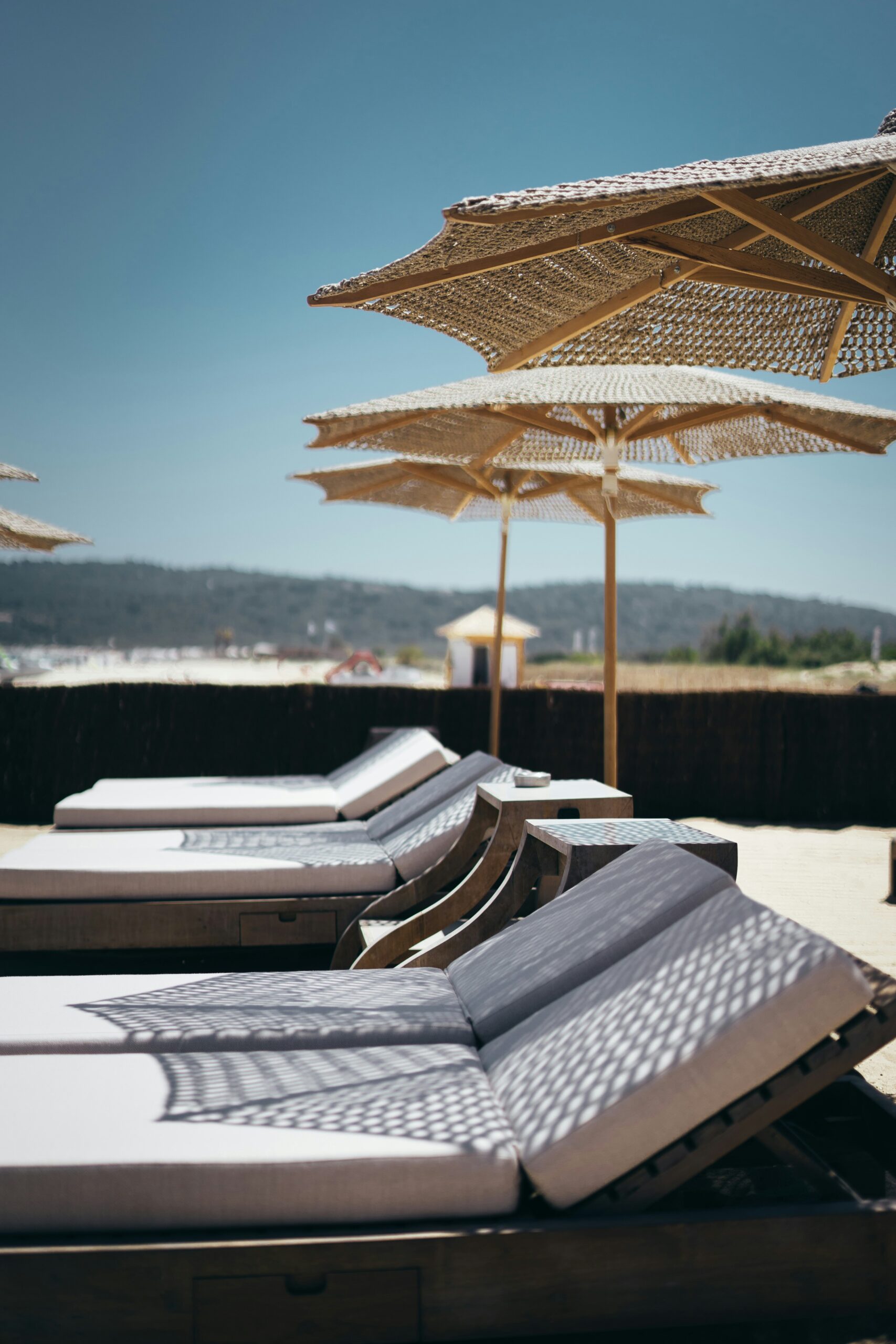 Pampelonne Beach luxury sunbeds and umbrellas Saint Tropez beach club scene