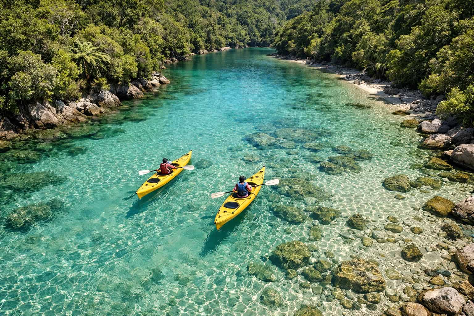 Thailand hidden destinations kayak in crystal clear turquoise water tropical island